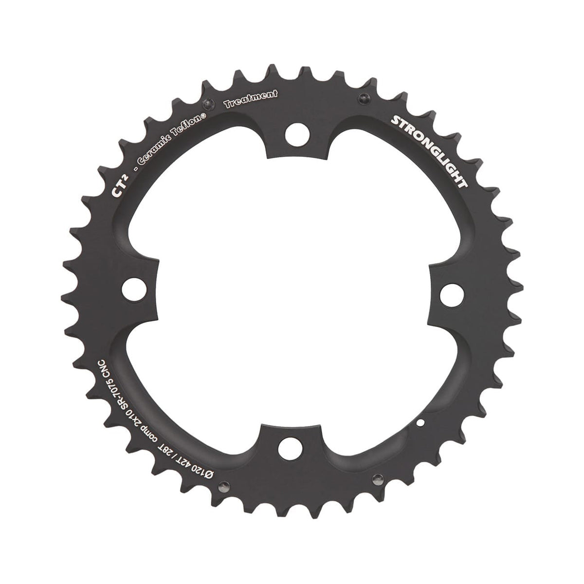 Prato exterior STRONGLIGHT CT² Sram 10 velocidades, 4 furos, 120 mm — vista do prato sobre fundo branco