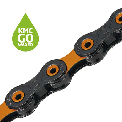 Corrente 12V KMC DLC12 Waxed Preto/Laranja Ciré