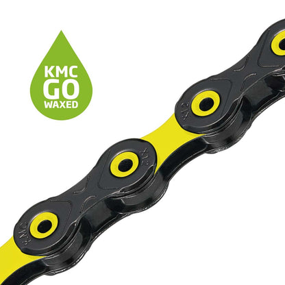 Corrente 12V KMC DLC12 Waxed Preto/Amarelo Ciré