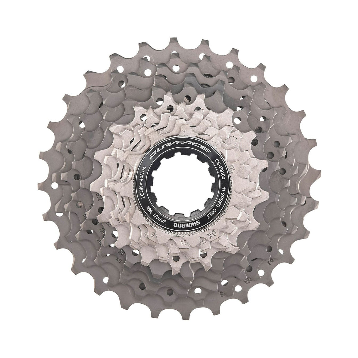 Cassete de 11 velocidades SHIMANO DURA-ACE R9100 – fotografia principal sobre fundo branco