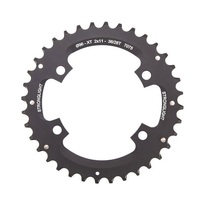 Prato exterior STRONGLIGHT Shimano XT M8000/SLX M7000 11 velocidades, 4 furos, 96 mm — vista do prato sobre fundo branco