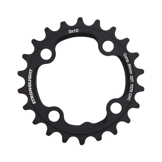 Prato interior STRONGLIGHT CT² para pedaleiro triplo de 10 velocidades, 4 furos, 64 mm — vista do prato sobre fundo branco