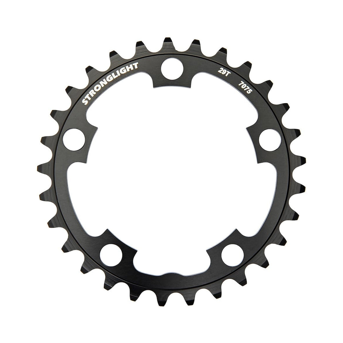 Prato interior STRONGLIGHT em aço inoxidável, 9 velocidades, 5 furos, 58 mm — vista do prato sobre fundo branco