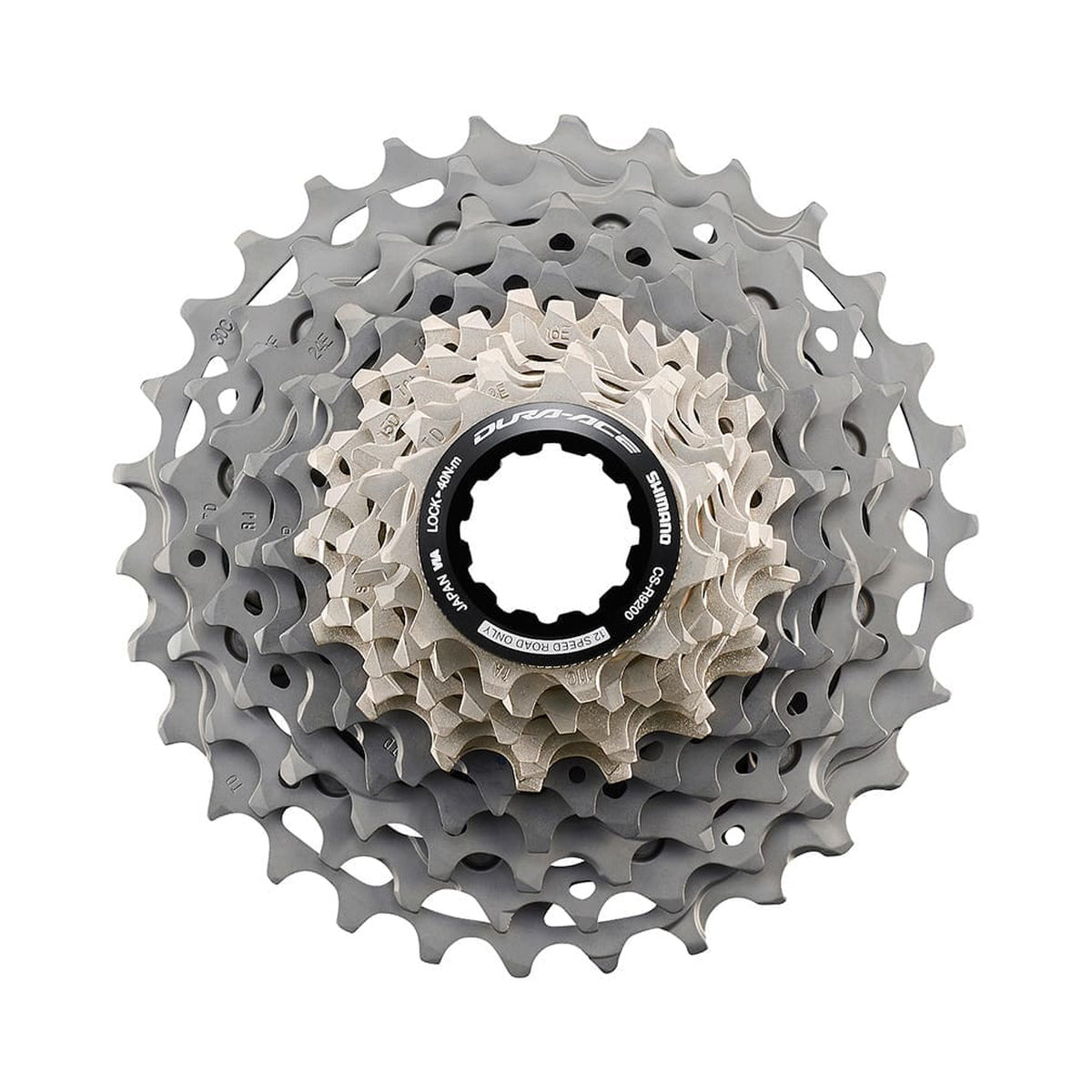 Cassete de 12 velocidades SHIMANO DURA-ACE CS-R9200 – fotografia principal sobre fundo branco