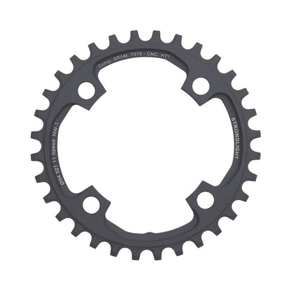 Prato único STRONGLIGHT HT3 de dentes estreitos e largos, Sram X01, 11 velocidades, 4 furos, 94 mm — vista do prato sobre fundo branco
