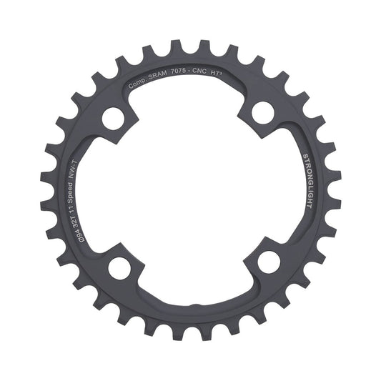 Prato único STRONGLIGHT HT3 de dentes estreitos e largos, Sram X01, 11 velocidades, 4 furos, 94 mm — vista do prato sobre fundo branco