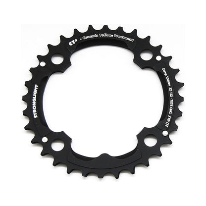 Prato intermédio STRONGLIGHT CT² SHIMANO XTR M970 9 velocidades, 4 furos, 104 mm — vista do prato sobre fundo branco