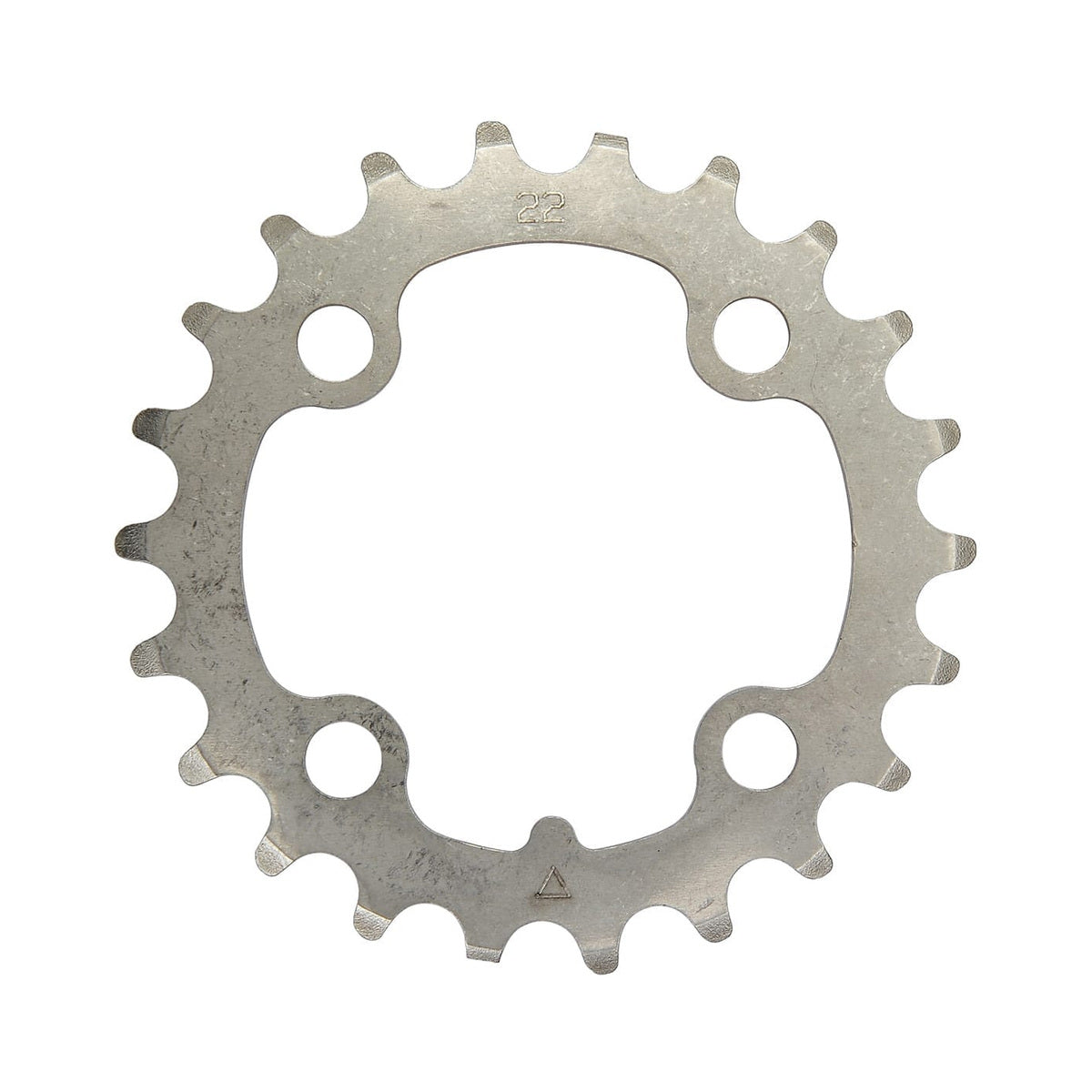 Prato interior STRONGLIGHT em aço inoxidável, 9 velocidades, 4 furos, 64 mm — vista do prato sobre fundo branco