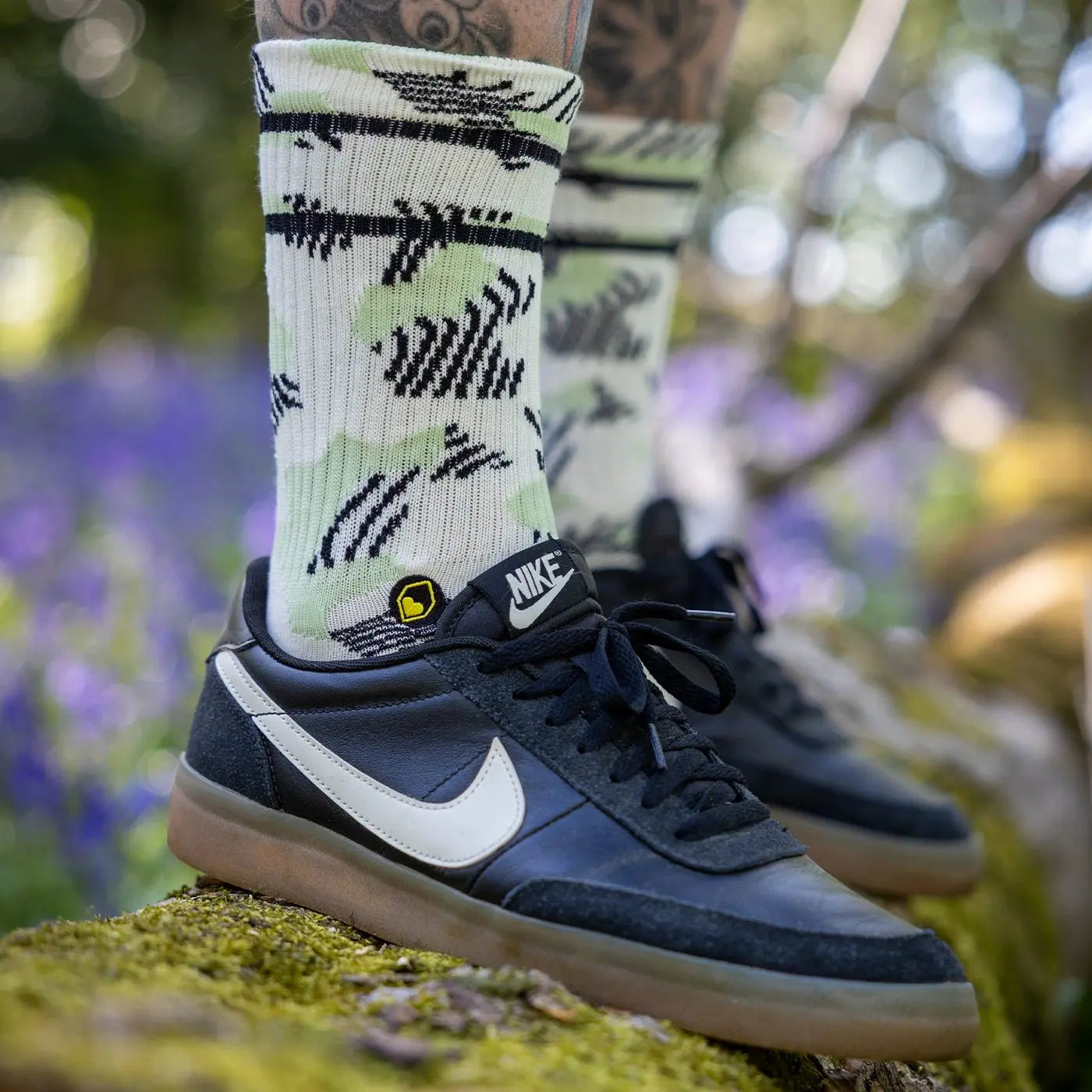 Meias BURGTEC PATTERNED Branco/Verde