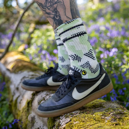 Meias BURGTEC EVERYDAY CREW PATTERNED Branco/Verde