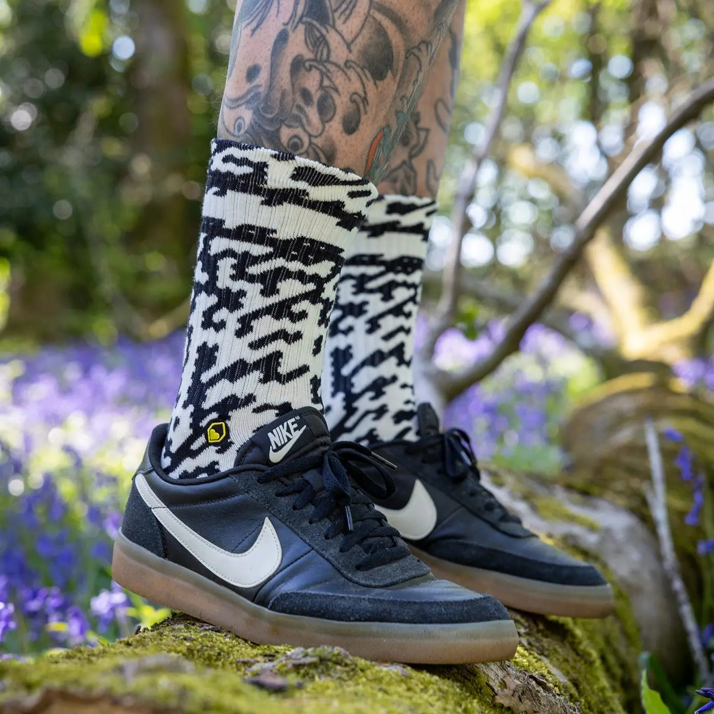Meias BURGTEC PATTERNED Preto/Branco