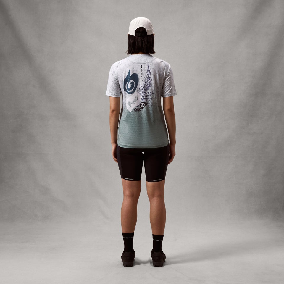 ENDURA SINGLETRACK PRINT TEE Camisola de manga curta para mulher Aero Blue