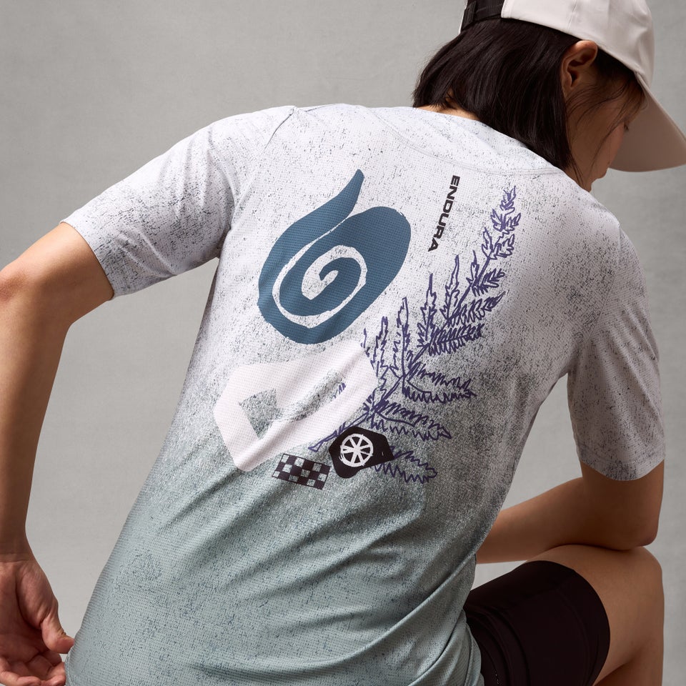ENDURA SINGLETRACK PRINT TEE Camisola de manga curta para mulher Aero Blue