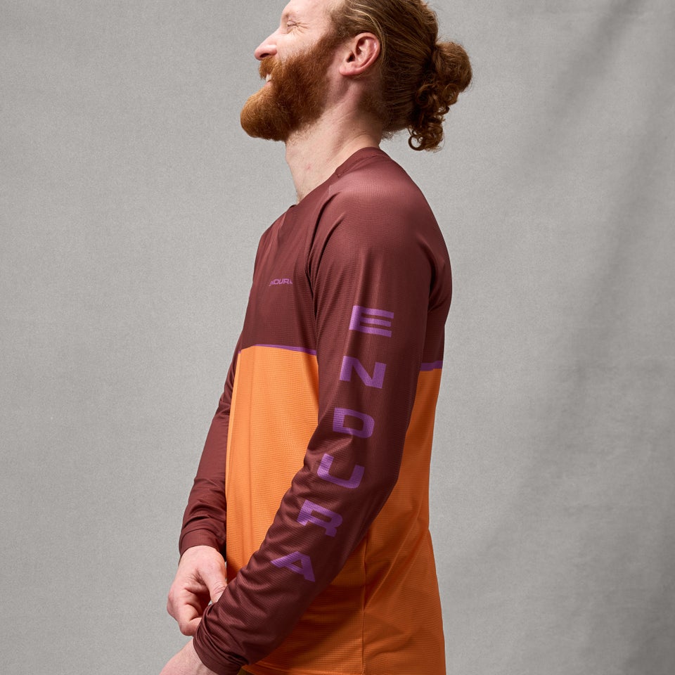 Camisola ENDURA SINGLETRACK CORE PRINTED Manga comprida Laranja