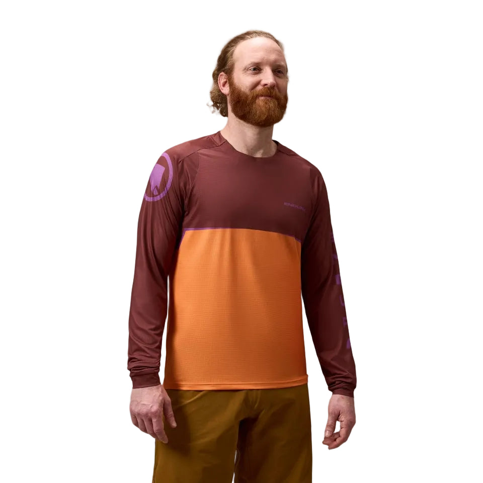 Camisola ENDURA SINGLETRACK CORE PRINTED Manga comprida Laranja
