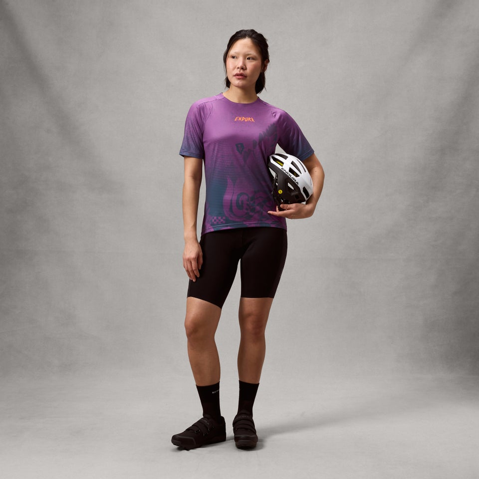 ENDURA SINGLETRACK PRINT Camisola de manga curta para mulher End Purple