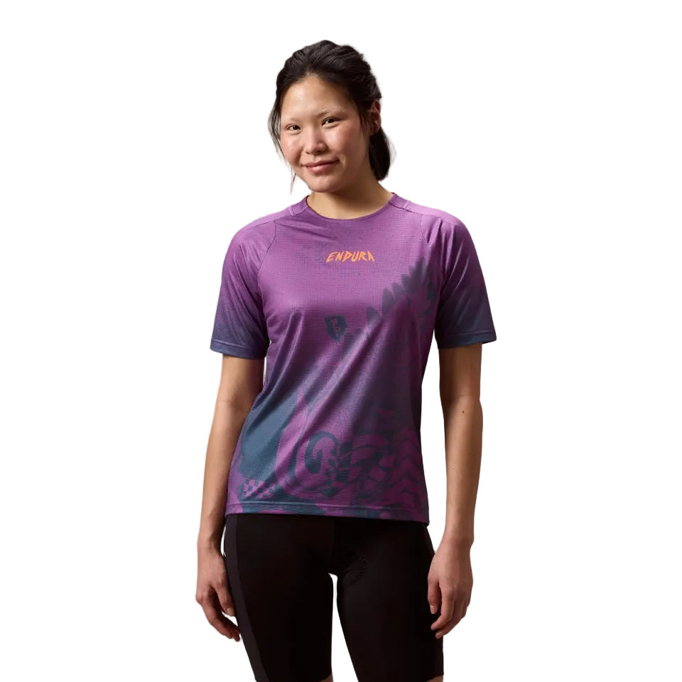 ENDURA SINGLETRACK PRINT Camisola de manga curta para mulher End Purple