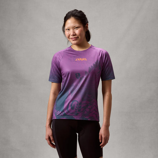 ENDURA SINGLETRACK PRINT Camisola de manga curta para mulher End Purple