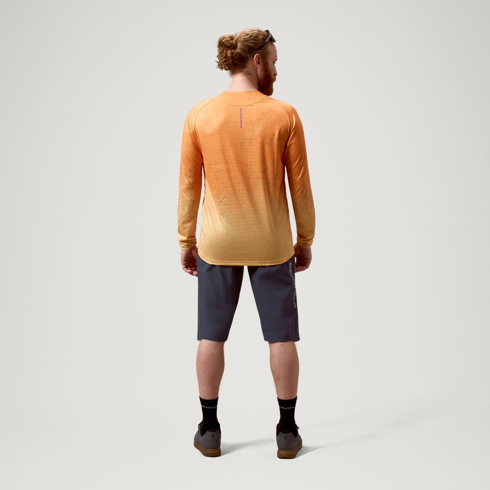 Camisola ENDURA SINGLETRACK PRINT Manga comprida Laranja