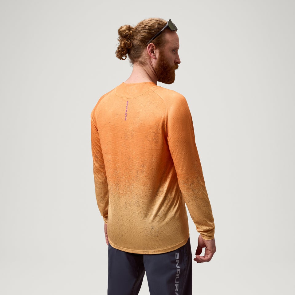 Camisola ENDURA SINGLETRACK PRINT Manga comprida Laranja