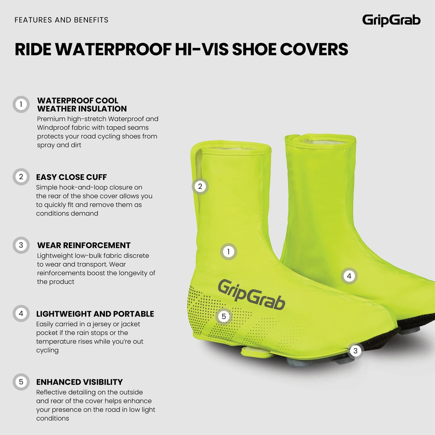 Cobertura para botas GRIPGRAB RIDE Hi-ViIS WATERPROOF Amarelo