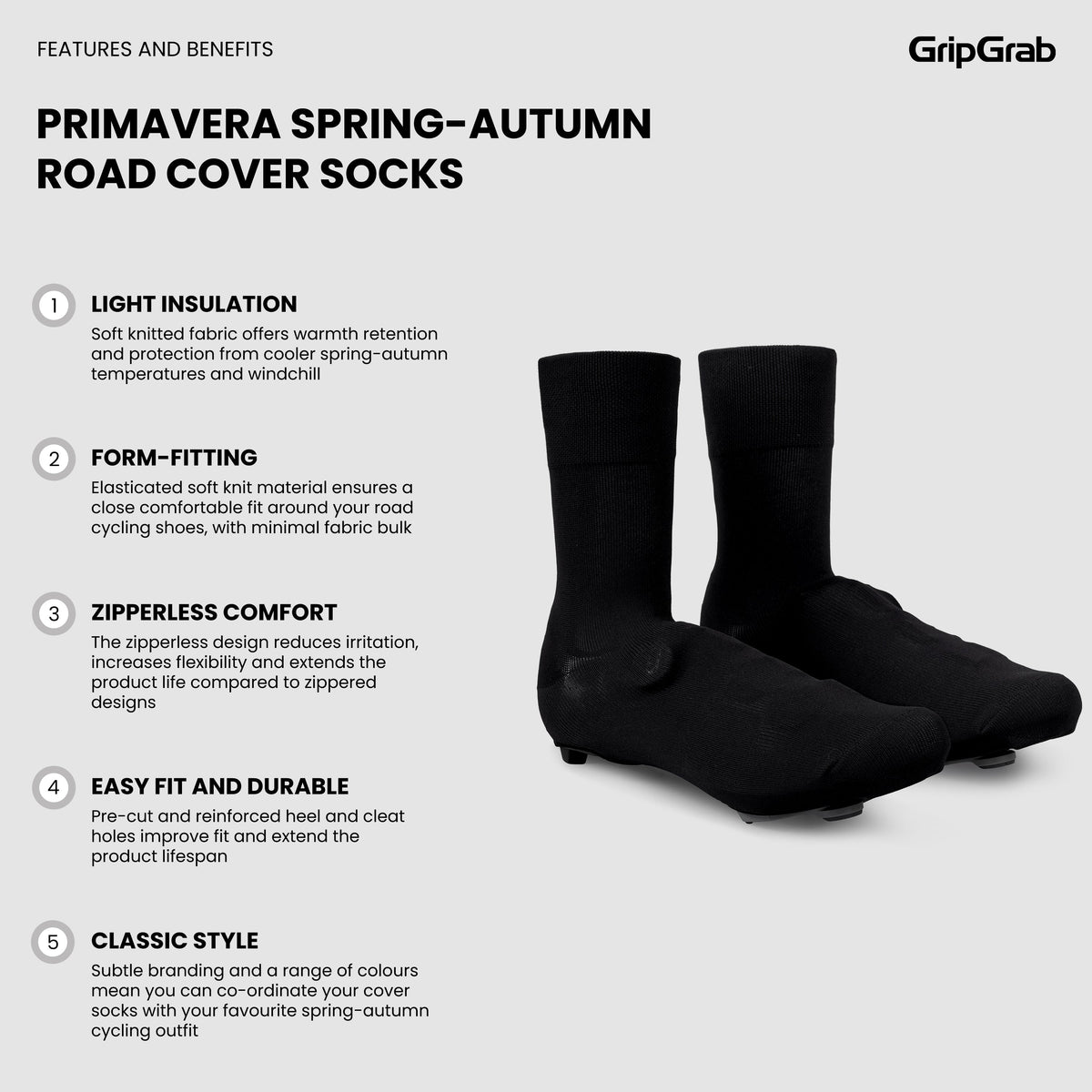 Cobre-sapatos GRIPGRAB PRIMAVERA primavera/outono para estrada pretos