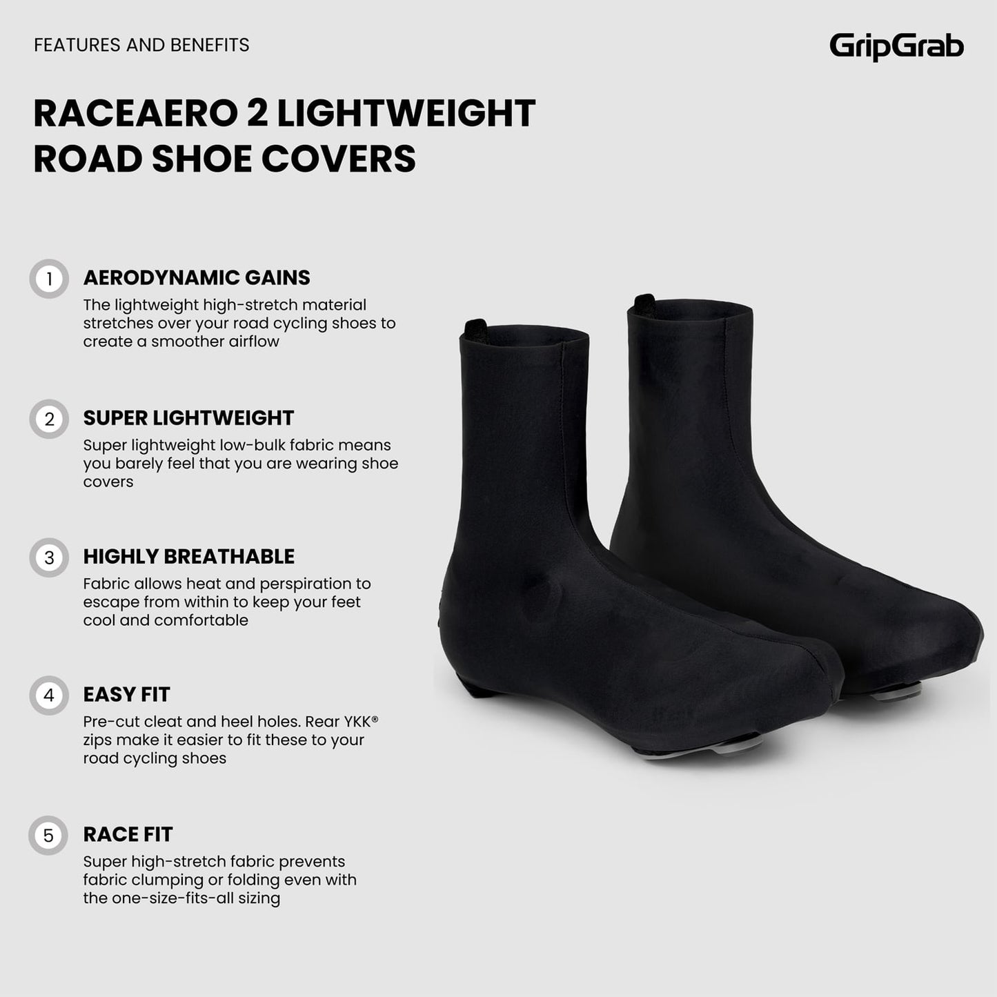 Cobertura para sapatos GRIPGRAB RACE AERO 2 Preto