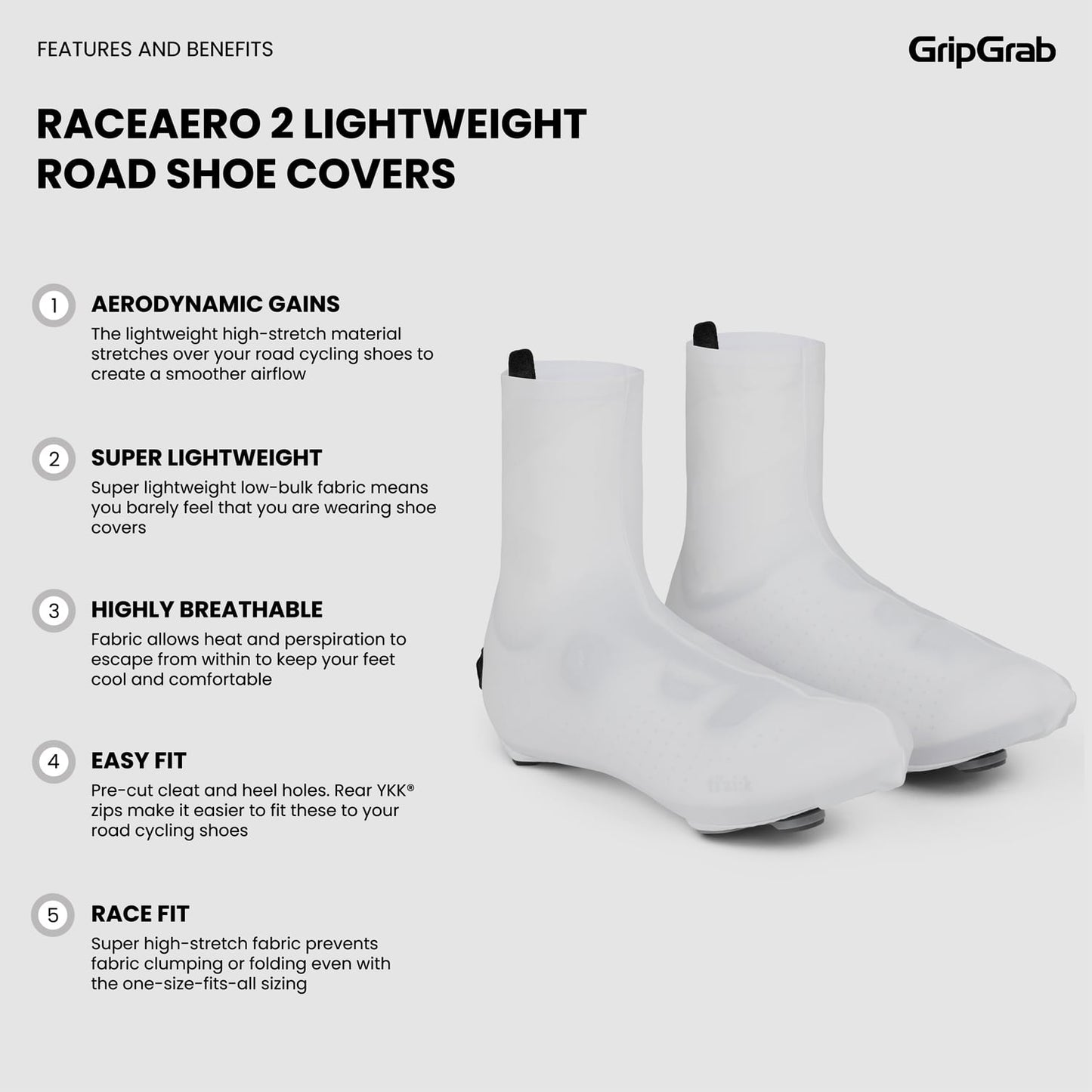 Cobertura para sapatos GRIPGRAB RACE AERO 2 Branco