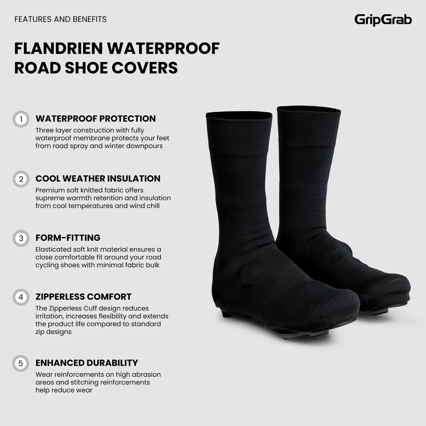 Cobertura para botas GRIPGRAB FLANDRIEN WATERPROOF Preto