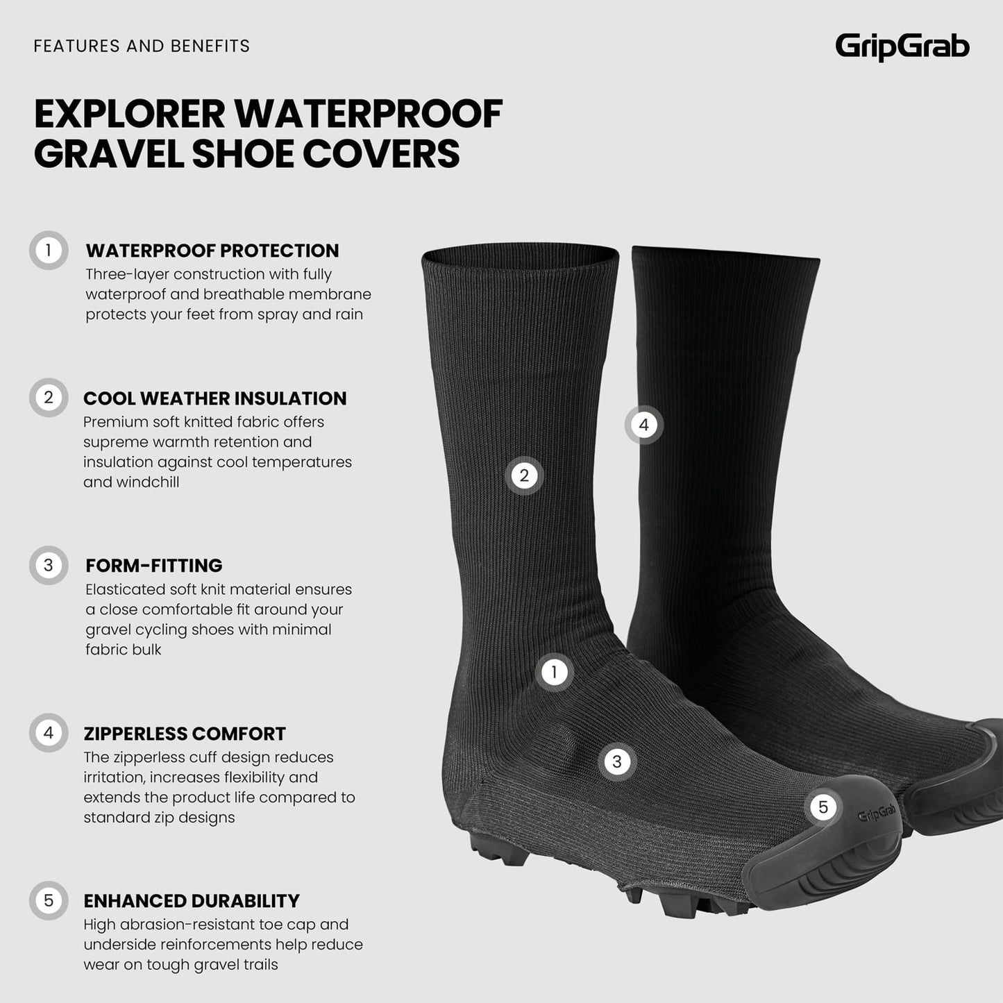 Cobertura para botas GRIPGRAB EXPLORER WATRPROOF GRAVEL Preto