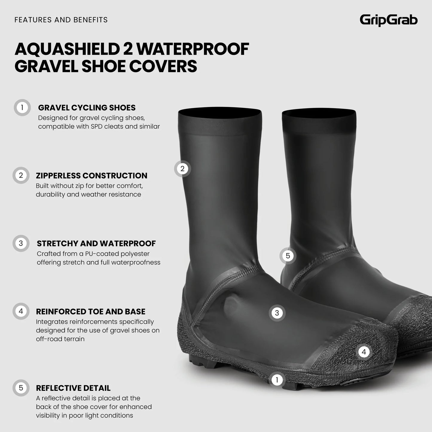 Capa para botas GRIPGRAB AQUASHIELD 2 WATERPROOF GRAVEL Preto