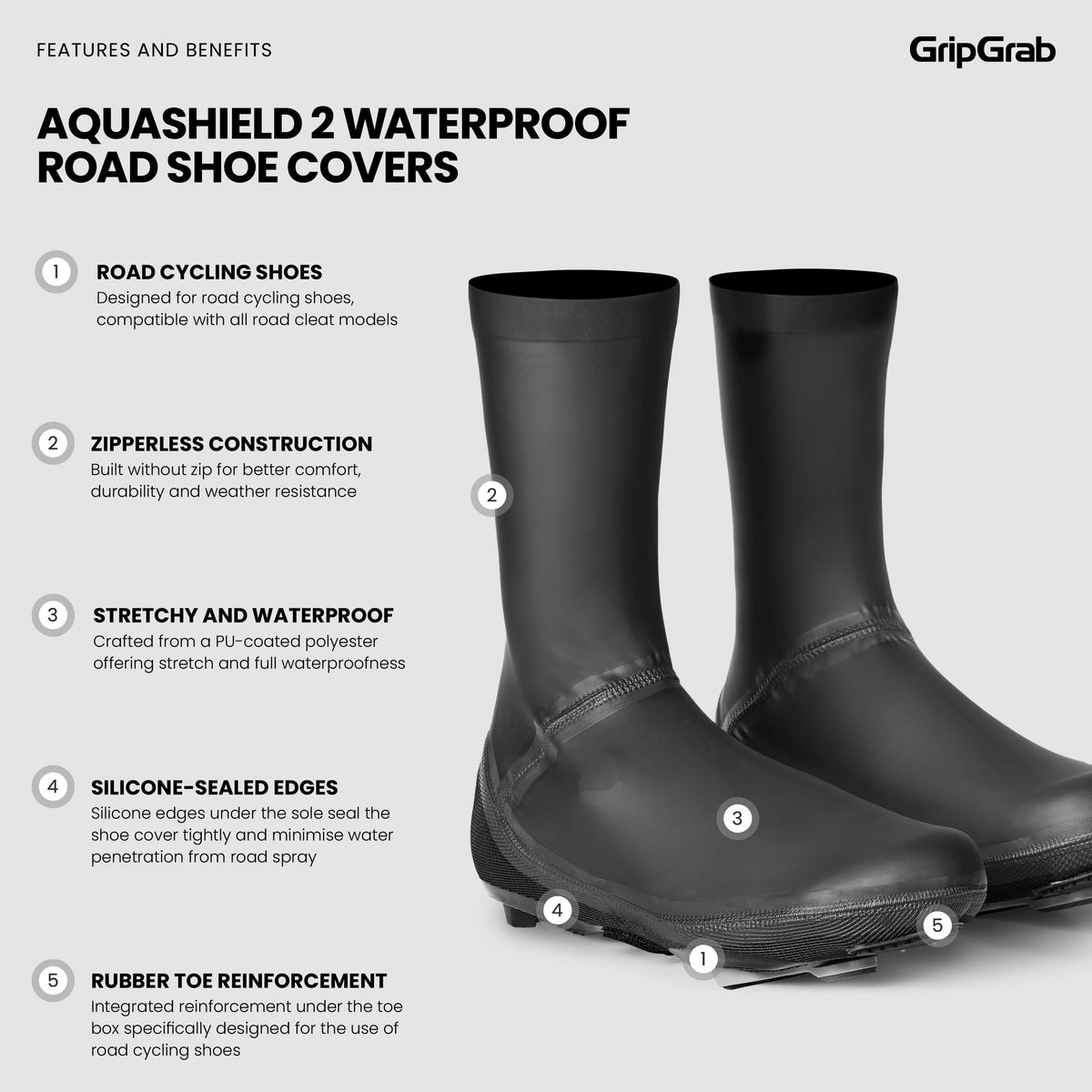 Couvre-Chaussures GRIPGRAB AQUASHIELD 2 WATERPROOF ROAD Noir