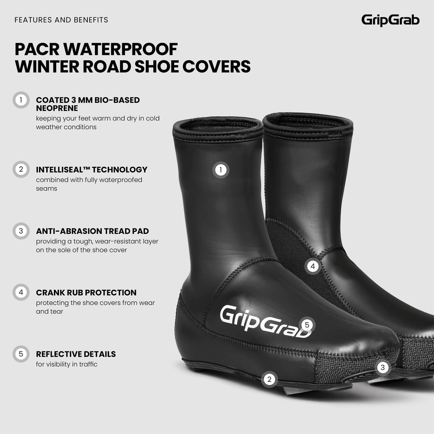 Capa para botas GRIPGRAB PACR WATERPROOF ROAD Preto