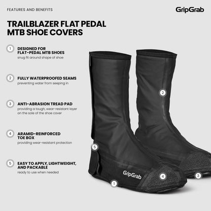 Cobre-sapatos GRIPGRAB TRAILBLAZER FLAT PEDAL MTB pretos