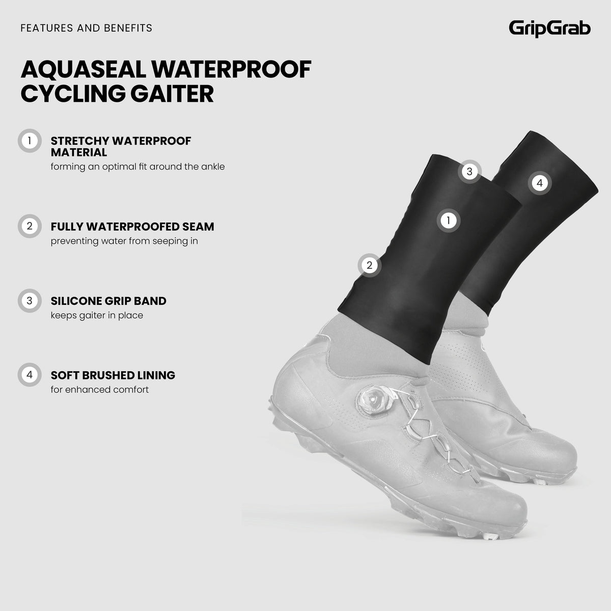 Guêtres GRIPGRAB AQUASEAL WATERPROOF Noir