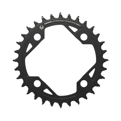 Prato único SRAM X-SYNC 2 94BCD EAGLE EMTB 12V, 4 furos, 94 mm — vista do prato sobre fundo branco