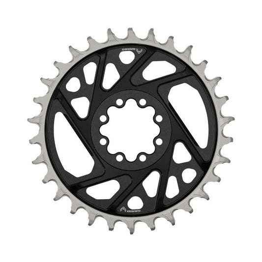 Prato único SRAM XX T-TYPE EAGLE BOOST 12V, montagem direta, offset de 3 mm, preto — vista do prato sobre fundo branco