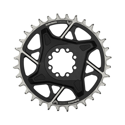 Prato único SRAM X0 T-TYPE EAGLE BOOST 12V, montagem direta, offset de 3 mm, preto — vista do prato sobre fundo branco
