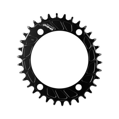 Prato único oval 11/12V ROTOR Q-RING MTB, 4 furos, 110 mm — vista do prato sobre fundo branco
