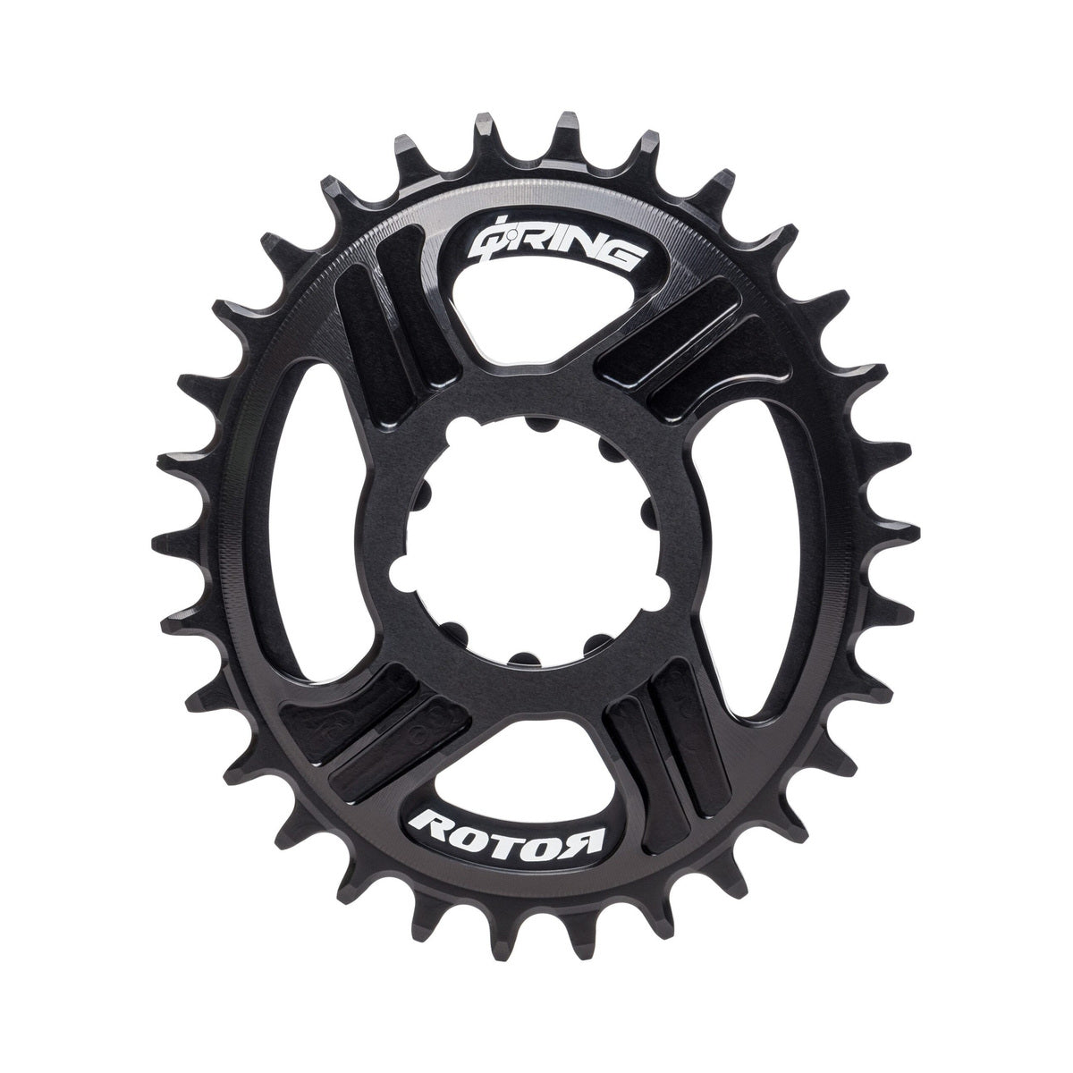 Prato único oval ROTOR Q-RING para SRAM 11/12V, montagem direta, offset de 6 mm — vista do prato sobre fundo branco