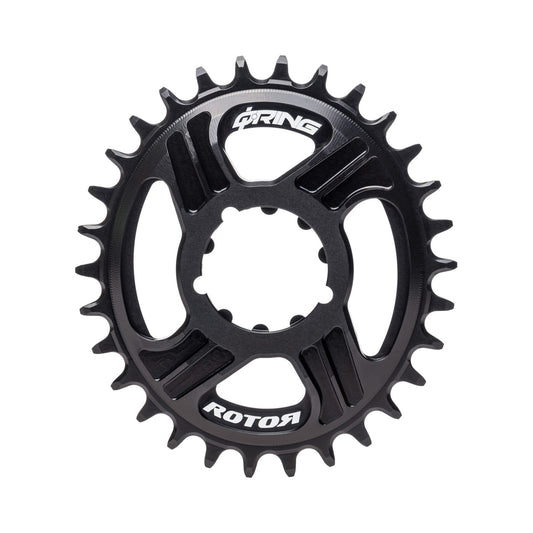 Prato único oval ROTOR Q-RING para SRAM 11/12V, montagem direta, offset de 6 mm — vista do prato sobre fundo branco