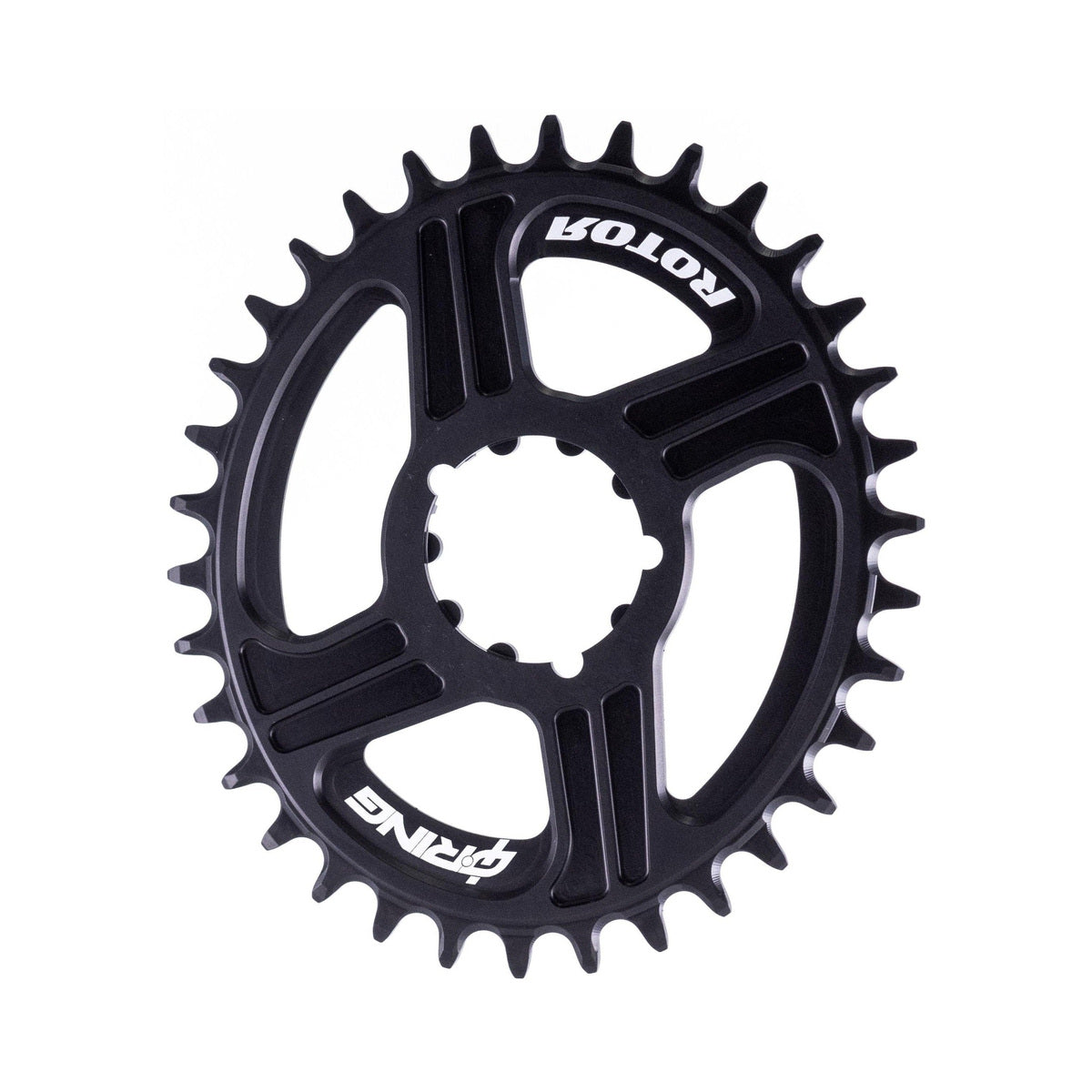 Prato único oval 11/12V ROTOR Q-Ring Sram de montagem direta com desvio de 0 mm — vista do prato sobre fundo branco