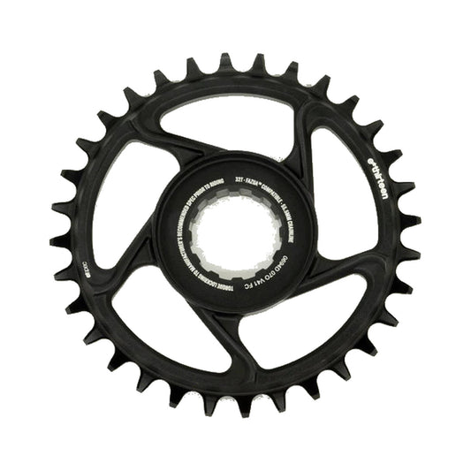 Prato único E-THIRTEEN E-SPEC 11/12V de montagem direta FAZUA — vista sobre fundo branco