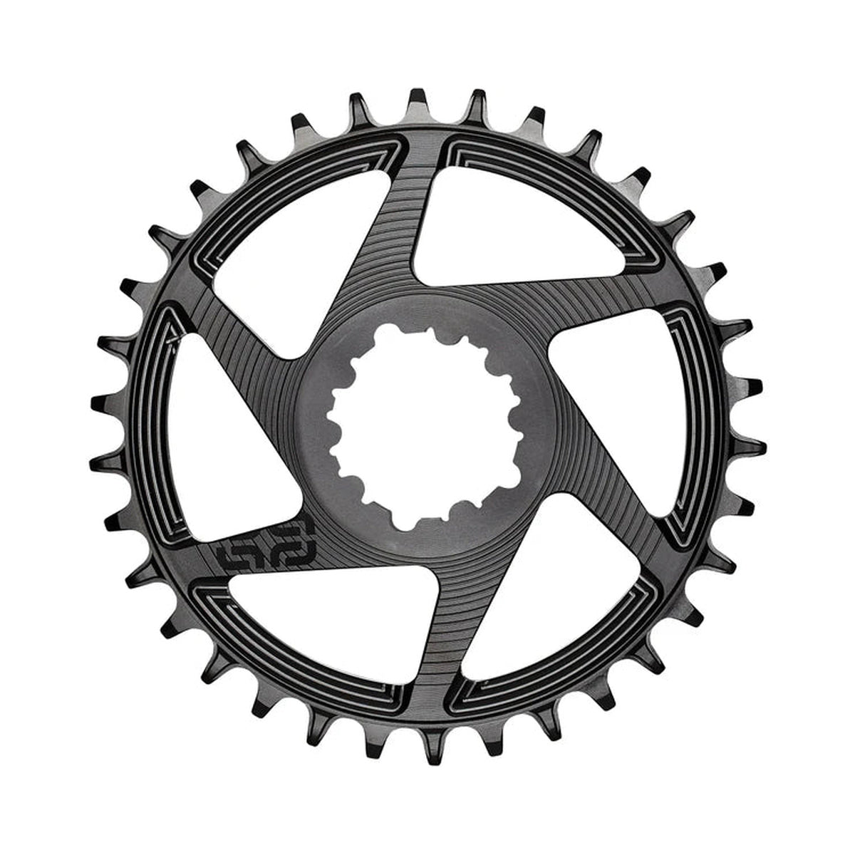 Prato único E-THIRTEEN HELIX RACE 11/12V de montagem direta SRAM Boost, desvio de 3 mm, preto — vista do prato sobre fundo branco