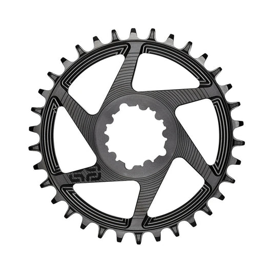 Prato único E-THIRTEEN HELIX RACE 11/12V de montagem direta SRAM Boost, desvio de 3 mm, preto — vista do prato sobre fundo branco