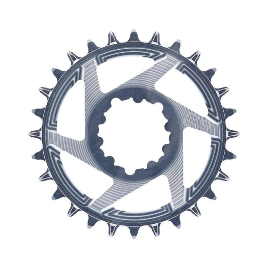 Prato único E-THIRTEEN HELIX RACE 11/12V de montagem direta SRAM Boost, desvio de 3 mm, cinzento — vista do prato sobre fundo branco