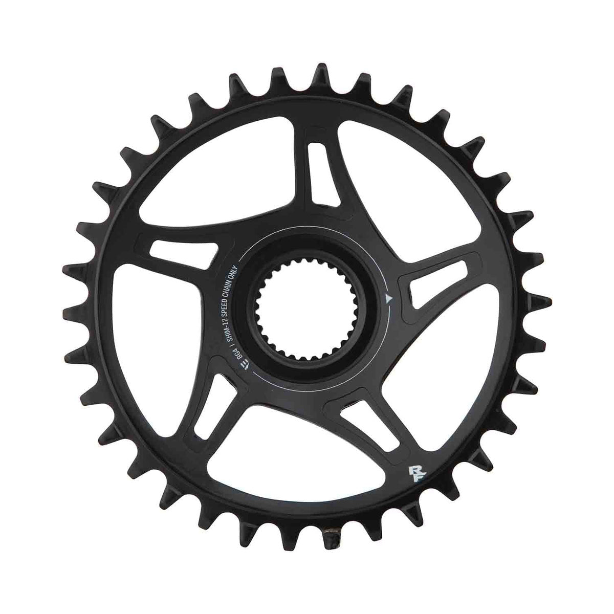 Prato único RACE FACE BOSCH 12V de montagem direta, 52 mm — vista do prato sobre fundo branco