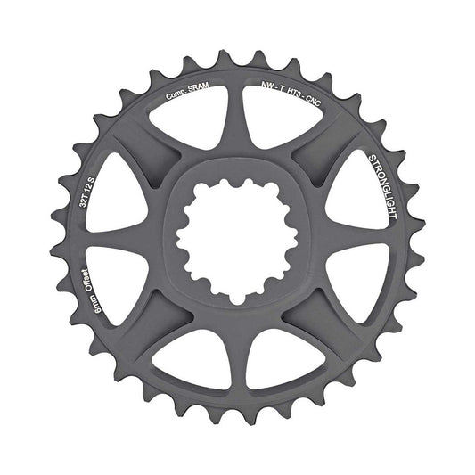 Prato único STRONGLIGHT SRAM EAGLE XX1/X01 12V HT3 de montagem direta, desvio de 3 mm, Boost — vista do prato sobre fundo branco