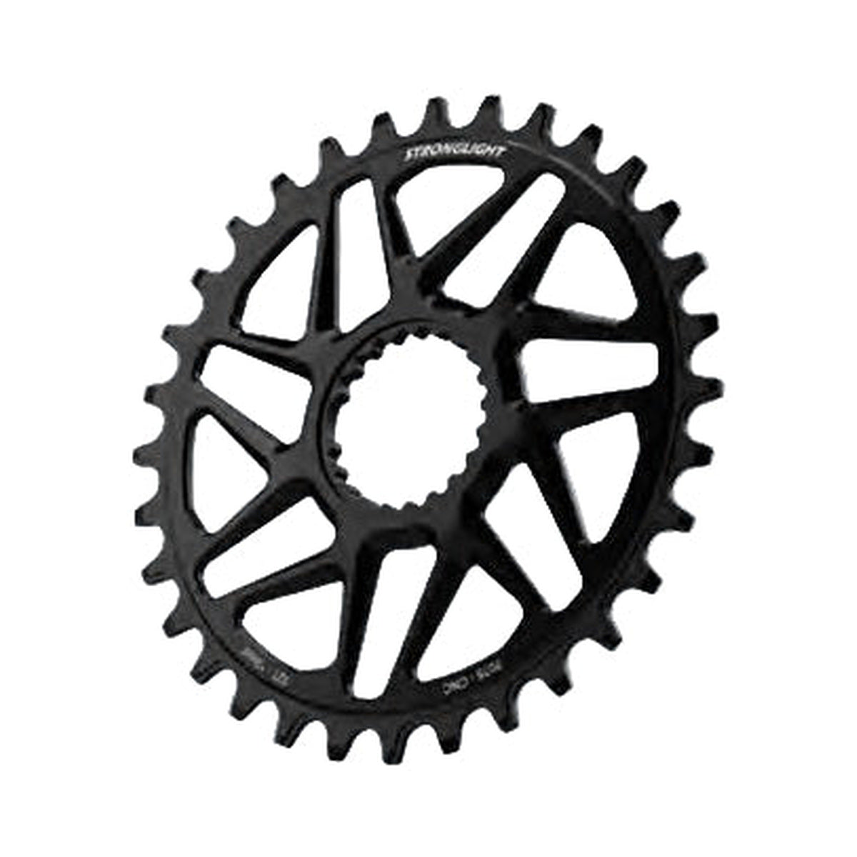 Prato único STRONGLIGHT SHIMANO FC-M9100 12V HT3 de montagem direta, desvio de 3 mm, Boost — vista do prato sobre fundo branco