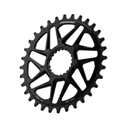 Prato único STRONGLIGHT SHIMANO FC-M9100 12V HT3 de montagem direta, desvio de 3 mm, Boost — vista do prato sobre fundo branco